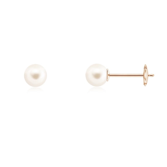 ANGARA Classic Freshwater Cultured Pearl Solitaire Studs in 14K Rose Gold for Women | June Birthstone, Birthday, Anniversary, Jewelry Gift for Women | Pearl Earrings