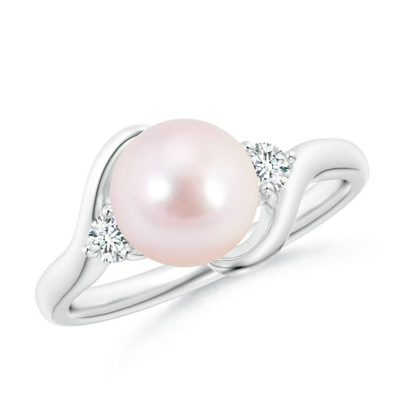 ANGARA Classic Japanese Akoya Cultured Pearl Bypass Ring in 14K White Gold for Women | June Birthstone, Birthday, Anniversary, Jewelry Gift for Women | Pearl Ring
