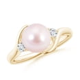 thumbnail image 1 of ANGARA Classic Japanese Akoya Cultured Pearl Bypass Ring in 14K Yellow Gold for Women | June Birthstone, Birthday, Anniversary, Jewelry Gift for Women | Pearl Ring, 1 of 8