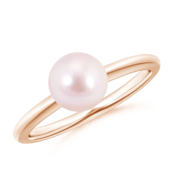 ANGARA Classic Japanese Akoya Cultured Pearl Solitaire Ring in 14K Rose Gold for Women | June Birthstone, Birthday, Anniversary, Jewelry Gift for Women | Pearl Ring