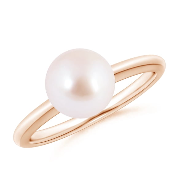 ANGARA Classic Japanese Akoya Cultured Pearl Solitaire Ring in 14K Rose Gold for Women | June Birthstone, Birthday, Anniversary, Jewelry Gift for Women | Pearl Ring