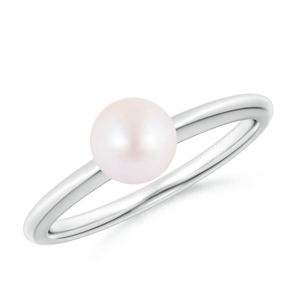 ANGARA Classic Japanese Akoya Cultured Pearl Solitaire Ring in 925 Sterling Silver for Women | June Birthstone, Birthday, Anniversary, Jewelry Gift for Women | Pearl Ring