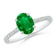 thumbnail image 1 of ANGARA Classic Oval Lab Grown 1.1 Ct Emerald Engagement Ring with Diamond Shank for Women in 14K White Gold (Size-8x6mm) | May Birthstone, Anniversary, Jewelry Gift for Women | Lab-Grown Emerald Ring, 1 of 5