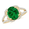 thumbnail image 1 of ANGARA Classic Oval Lab Grown 2.25 Ct Emerald Couture Engagement Ring for Women in 14K Yellow Gold (Size-10x8mm) | May Birthstone, Anniversary, Jewelry Gift for Women | Lab-Grown Emerald Ring, 1 of 9