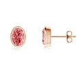 ANGARA Classic Oval LabGrown Pink Diamond Stud Earrings in 14K Rose