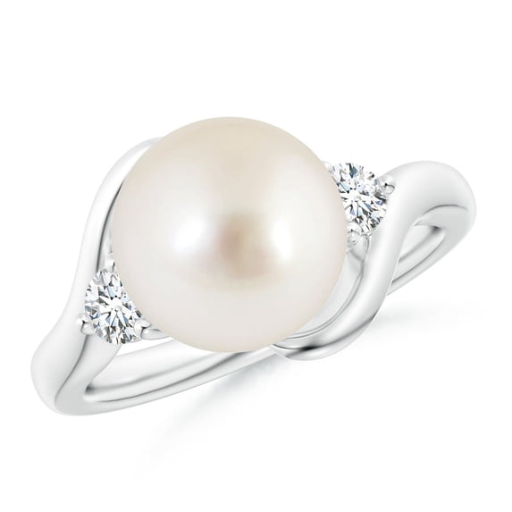 ANGARA Classic South Sea Cultured Pearl Bypass Ring in 14K White Gold for Women | June Birthstone, Birthday, Anniversary, Jewelry Gift for Women | Pearl Ring