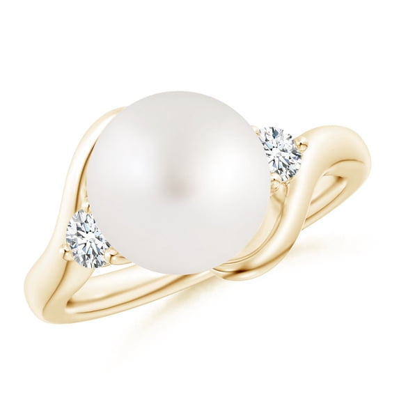 ANGARA Classic South Sea Cultured Pearl Bypass Ring in 14K Yellow Gold for Women | June Birthstone, Birthday, Anniversary, Jewelry Gift for Women | Pearl Ring
