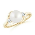 thumbnail image 1 of ANGARA Classic South Sea Cultured Pearl Bypass Ring in 14K Yellow Gold for Women | June Birthstone, Birthday, Anniversary, Jewelry Gift for Women | Pearl Ring, 1 of 9