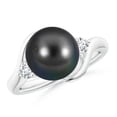 thumbnail image 1 of ANGARA Classic Tahitian Cultured Pearl Bypass Ring in 14K White Gold for Women | June Birthstone, Birthday, Anniversary, Jewelry Gift for Women | Pearl Ring, 1 of 8