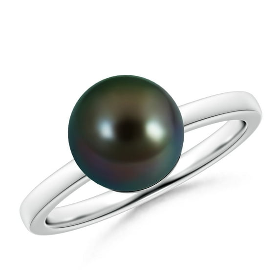 ANGARA Classic Tahitian Cultured Pearl Solitaire Ring in 925 Sterling Silver for Women | June Birthstone, Birthday, Anniversary, Jewelry Gift for Women | Pearl Ring