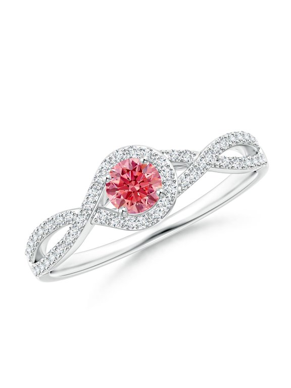 Criss Cross Infinity Halo Lab Grown Pink Diamond Ring for Women in 14K White Gold (Size-4mm| Clarity-VS) | April Birthstone, Anniversary, Jewelry Gift for Women | Lab-Grown Pink Diamond Ring
