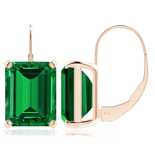 ANGARA Emerald-Cut Lab Grown 5.7 Ct Emerald Solitaire Leverback ...