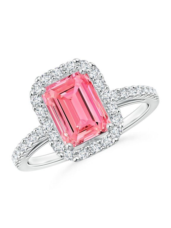 Lab Grown Pink Diamond Halo Ring in 925 Sterling Silver for Women (Size-6x4mm| Clarity-VS) | April Birthstone, Anniversary, Jewelry Gift for Women | Lab Grown Pink Diamond Ring
