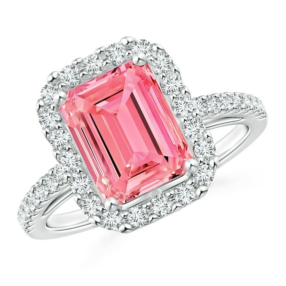 ANGARA IGI Certified Lab Grown 1.17 Ct Pink Diamond Halo Ring in 925 Silver for Women (Size-7x5mm| Clarity-VS) | April Birthstone, Anniversary, Jewelry Gift for Women | Lab Grown Pink Diamond Ring