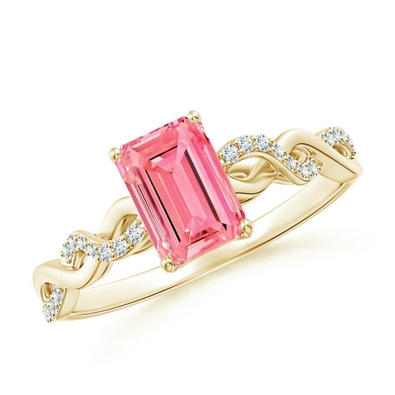 ANGARA IGI Certified Lab Grown 1.17 Ct Pink Diamond Infinity Twist Ring for Women in 14K Yellow Gold (Size-7x5mm| Clarity-VS) | Anniversary, Jewelry Gift for Women | Lab-Grown Pink Diamond Ring