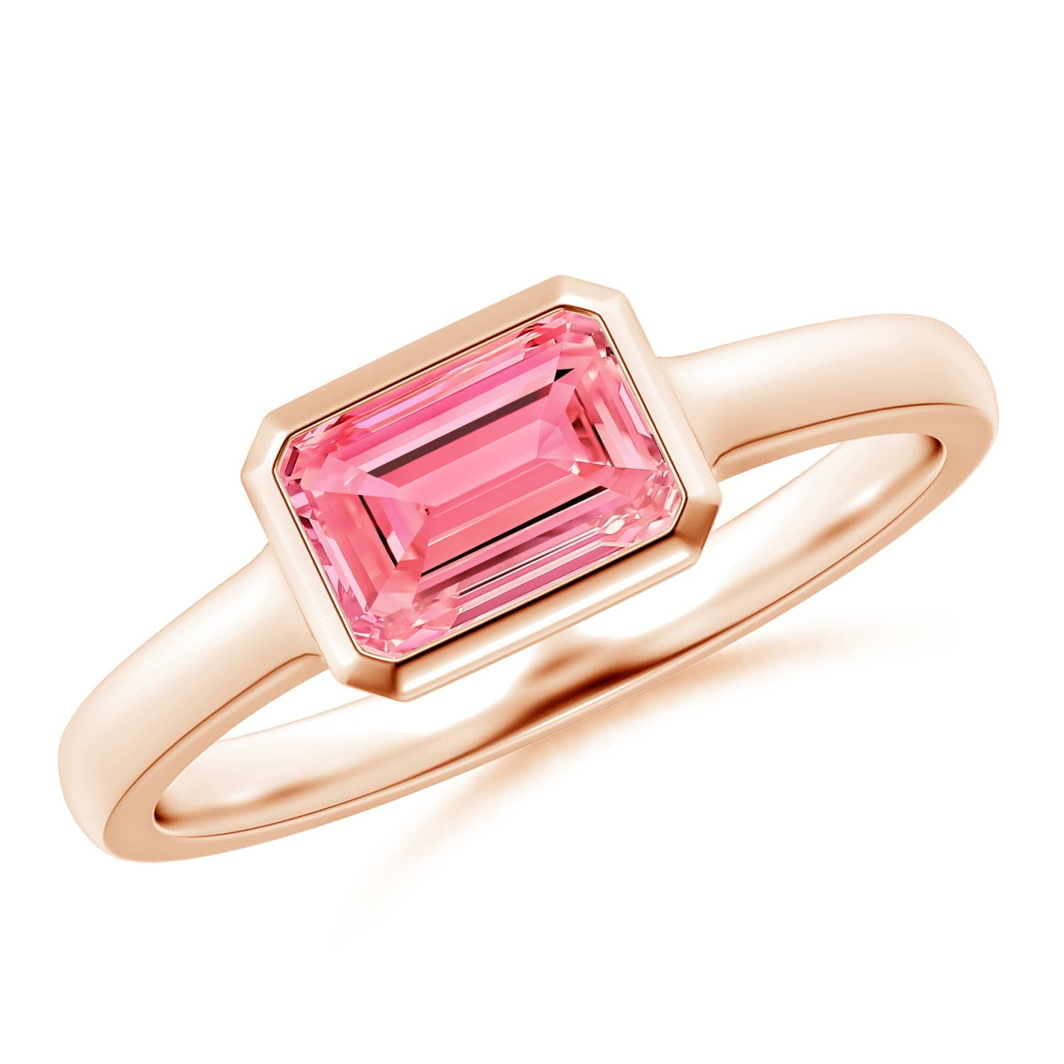 ANGARA IGI Certified Lab Grown 1.17 Ct Pink Diamond Ring in 14K Rose Gold for Women Size 7x5mm Clarity VS April Birthstone Anniversary Jewelry