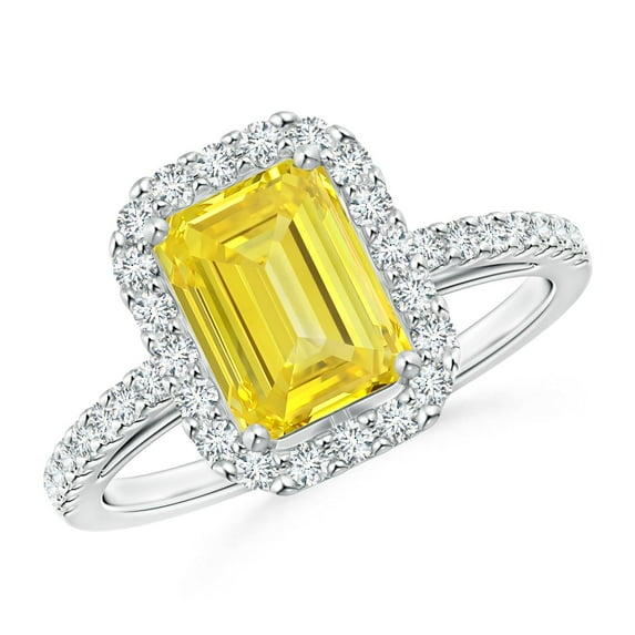 ANGARA Lab Grown Yellow Diamond Halo Ring for Women in 14K White Gold (Size-6x4mm| Clarity-VS) | April Birthstone, Anniversary, Jewelry Gift for Women | Lab-Grown Yellow Diamond Ring