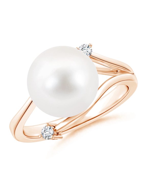 Freshwater Cultured Pearl Bypass Split Shank Ring in 14K Rose Gold for Women | June Birthstone, Birthday, Anniversary, Jewelry Gift for Women | Pearl Ring