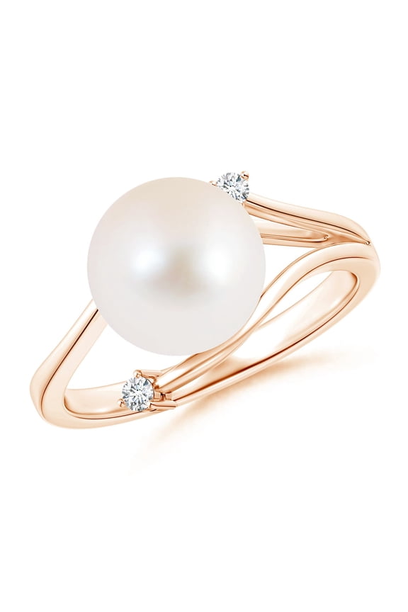 Freshwater Cultured Pearl Bypass Split Shank Ring in 14K Rose Gold for Women | June Birthstone, Birthday, Anniversary, Jewelry Gift for Women | Pearl Ring