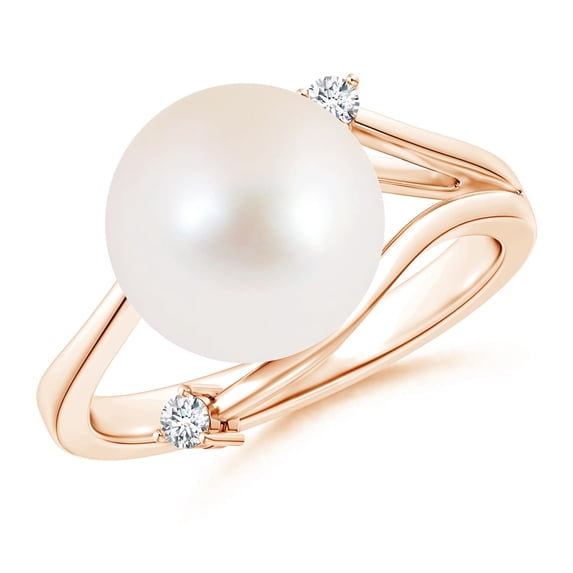 ANGARA Freshwater Cultured Pearl Bypass Split Shank Ring in 14K Rose Gold for Women | June Birthstone, Birthday, Anniversary, Jewelry Gift for Women | Pearl Ring