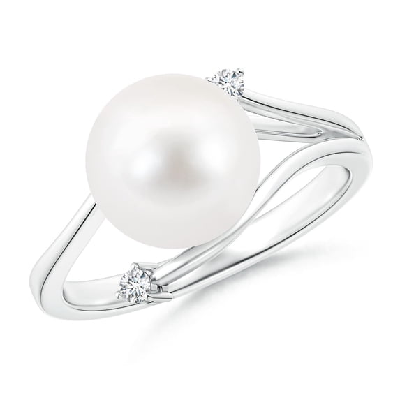 ANGARA Freshwater Cultured Pearl Bypass Split Shank Ring in 14K White Gold for Women | June Birthstone, Birthday, Anniversary, Jewelry Gift for Women | Pearl Ring