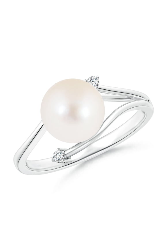 Freshwater Cultured Pearl Bypass Split Shank Ring in 14K White Gold for Women | June Birthstone, Birthday, Anniversary, Jewelry Gift for Women | Pearl Ring