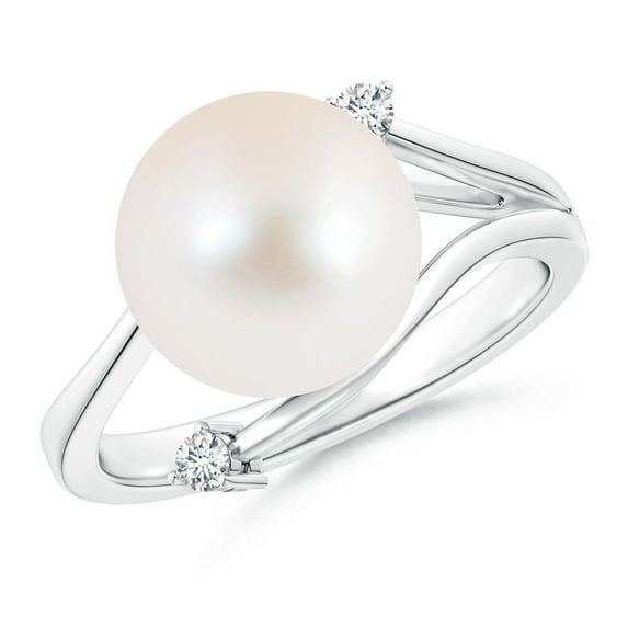 ANGARA Freshwater Cultured Pearl Bypass Split Shank Ring in 925 Sterling Silver for Women | June Birthstone, Birthday, Anniversary, Jewelry Gift for Women | Pearl Ring