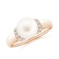 thumbnail image 1 of ANGARA Freshwater Cultured Pearl Collar Ring with Diamonds in 14K Rose Gold for Women | June Birthstone, Birthday, Anniversary, Jewelry Gift for Women | Pearl Ring, 1 of 12
