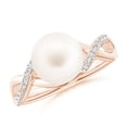 thumbnail image 1 of ANGARA Freshwater Cultured Pearl Criss Cross Shank Engagement Ring in 14K Rose Gold for Women | June Birthstone, Birthday, Anniversary, Jewelry Gift for Women | Pearl Ring, 1 of 8