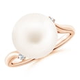 thumbnail image 1 of ANGARA Freshwater Cultured Pearl and Diamond Bypass Ring in 14K Rose Gold for Women | June Birthstone, Birthday, Anniversary, Jewelry Gift for Women | Pearl Ring, 1 of 8