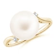 thumbnail image 1 of ANGARA Freshwater Cultured Pearl and Diamond Bypass Ring in 14K Yellow Gold for Women | June Birthstone, Birthday, Anniversary, Jewelry Gift for Women | Pearl Ring, 1 of 8
