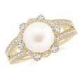 thumbnail image 1 of ANGARA Freshwater Cultured Pearl and Diamond Ring with Floral Halo in 14K Yellow Gold for Women | June Birthstone, Birthday, Anniversary, Jewelry Gift for Women | Pearl Ring, 1 of 5