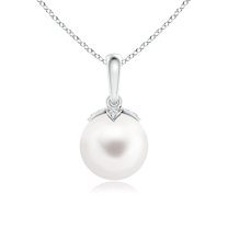 ANGARA Freshwater Cultured Pearl Drop Pendant with Diamonds in 925 Sterling Silver for Women | June Birthstone, Birthday, Anniversary, Jewelry Gift for Women | Pearl Necklace