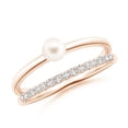 thumbnail image 1 of ANGARA Freshwater Cultured Pearl Dual Shank Ring with Diamonds in 14K Rose Gold for Women | June Birthstone, Birthday, Anniversary, Jewelry Gift for Women | Pearl Ring, 1 of 10