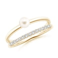 thumbnail image 1 of ANGARA Freshwater Cultured Pearl Dual Shank Ring with Diamonds in 14K Yellow Gold for Women | June Birthstone, Birthday, Anniversary, Jewelry Gift for Women | Pearl Ring, 1 of 8