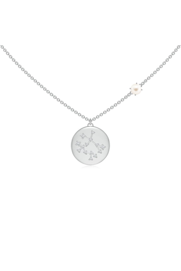 Freshwater Cultured Pearl Gemini Constellation Medallion Pendant in 925 Sterling Silver for Women | June Birthstone, Birthday, Anniversary, Jewelry Gift for Women | Pearl Necklace