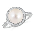 thumbnail image 1 of ANGARA Freshwater Cultured Pearl Halo Ring with Milgrain in 14K White Gold for Women | June Birthstone, Birthday, Anniversary, Jewelry Gift for Women | Pearl Ring, 1 of 8