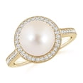thumbnail image 1 of ANGARA Freshwater Cultured Pearl Halo Ring with Milgrain in 14K Yellow Gold for Women | June Birthstone, Birthday, Anniversary, Jewelry Gift for Women | Pearl Ring, 1 of 5