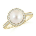 thumbnail image 1 of ANGARA Freshwater Cultured Pearl Halo Ring with Milgrain in 14K Yellow Gold for Women | June Birthstone, Birthday, Anniversary, Jewelry Gift for Women | Pearl Ring, 1 of 5