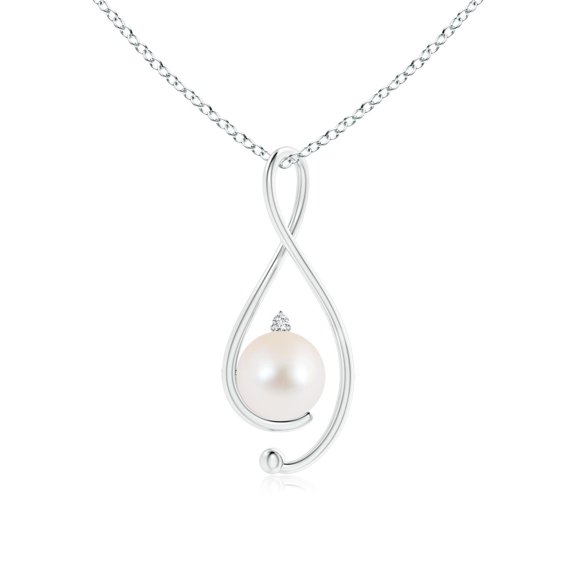 ANGARA Freshwater Cultured Pearl Infinity Pendant with Diamond in 925 Sterling Silver for Women | June Birthstone, Birthday, Anniversary, Jewelry Gift for Women | Pearl Necklace