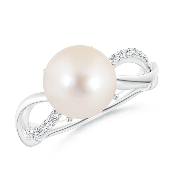 ANGARA Freshwater Cultured Pearl Infinity Ring in 14K White Gold for Women | June Birthstone, Birthday, Anniversary, Jewelry Gift for Women | Pearl Ring