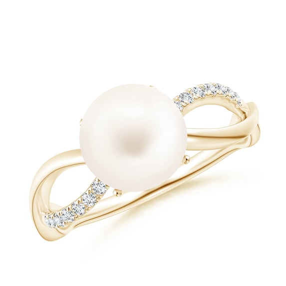 ANGARA Freshwater Cultured Pearl Infinity Ring in 14K Yellow Gold for Women | June Birthstone, Birthday, Anniversary, Jewelry Gift for Women | Pearl Ring