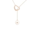 thumbnail image 1 of ANGARA Freshwater Cultured Pearl Lariat-Style Heart Necklace in 14K Rose Gold for Women | June Birthstone, Birthday, Anniversary, Jewelry Gift for Women | Pearl Necklace, 1 of 8