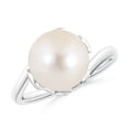 thumbnail image 1 of ANGARA Freshwater Cultured Pearl Olive Leaf Bypass Ring in 14K White Gold for Women | June Birthstone, Birthday, Anniversary, Jewelry Gift for Women | Pearl Ring, 1 of 8