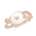 thumbnail image 1 of ANGARA Freshwater Cultured Pearl Olive Leaf Vine Ring in 14K Rose Gold for Women | June Birthstone, Birthday, Anniversary, Jewelry Gift for Women | Pearl Ring, 1 of 8