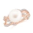 thumbnail image 1 of ANGARA Freshwater Cultured Pearl Olive Leaf Vine Ring in 14K Rose Gold for Women | June Birthstone, Birthday, Anniversary, Jewelry Gift for Women | Pearl Ring, 1 of 9