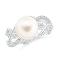 thumbnail image 1 of ANGARA Freshwater Cultured Pearl Olive Leaf Vine Ring in 14K White Gold for Women | June Birthstone, Birthday, Anniversary, Jewelry Gift for Women | Pearl Ring, 1 of 8