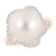 thumbnail image 1 of ANGARA Freshwater Cultured Pearl Overlapping Halo Ring in 14K Rose Gold for Women | June Birthstone, Birthday, Anniversary, Jewelry Gift for Women | Pearl Ring, 1 of 8