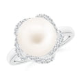 thumbnail image 1 of ANGARA Freshwater Cultured Pearl Overlapping Halo Ring in 14K White Gold for Women | June Birthstone, Birthday, Anniversary, Jewelry Gift for Women | Pearl Ring, 1 of 9