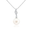 thumbnail image 1 of ANGARA Freshwater Cultured Pearl Pendant with Flame Motif in 14K White Gold for Women | June Birthstone, Birthday, Anniversary, Jewelry Gift for Women | Pearl Necklace, 1 of 7